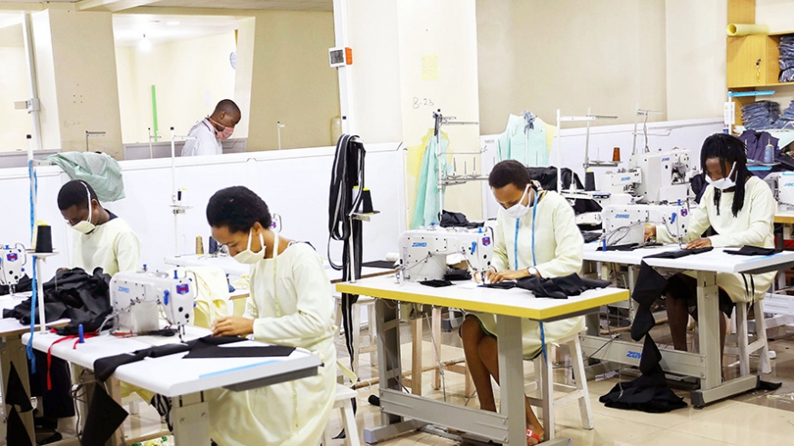 apparel manufacturing group ltd workers make face masks in kigali during the lockdown edit
