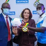 Kurt Okraku left with the French Ambassador to Ghana Madam Anne Sophie AVÉ and Mr Tabury