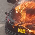 Car set a blaze