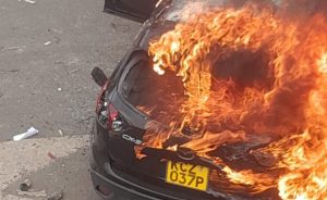 Car set a blaze